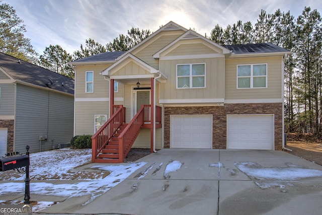 split foyer home featuring a garage