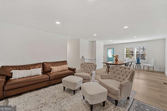 living room featuring light hardwood / wood-style floors