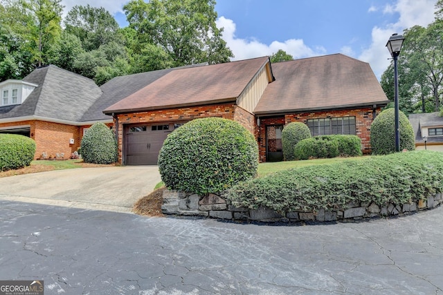 view of front of property with a garage