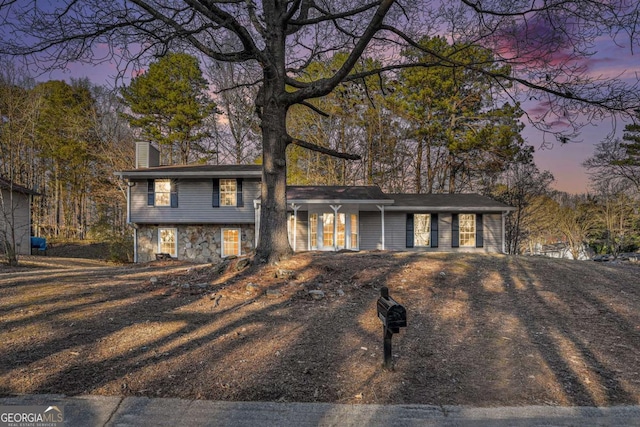 view of split level home