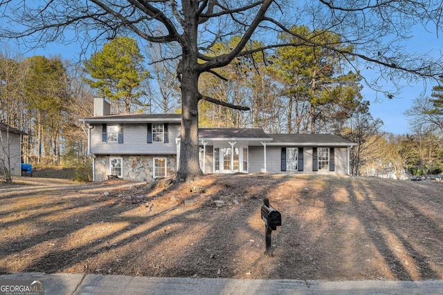 view of split level home