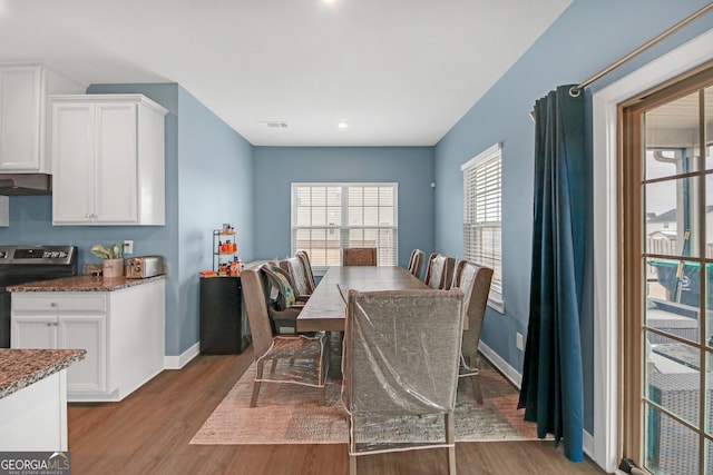 dining area featuring wood-type flooring