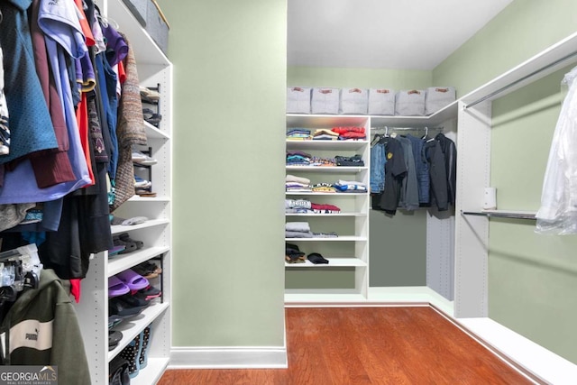 walk in closet featuring hardwood / wood-style flooring