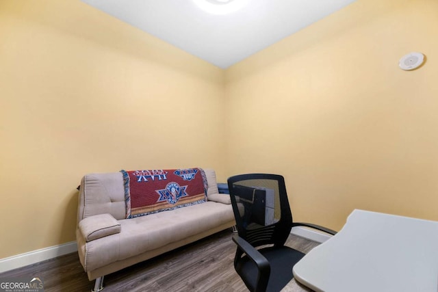 home office featuring wood-type flooring