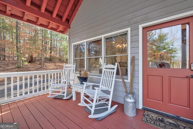 wooden deck with a porch