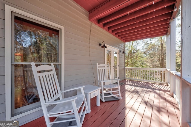 deck with covered porch