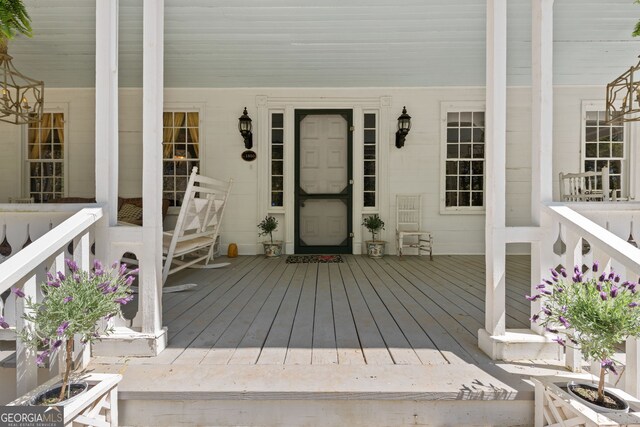 deck with covered porch