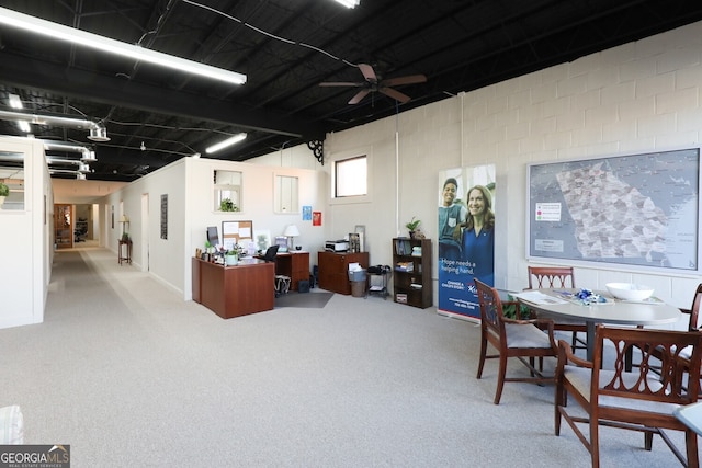 home office featuring ceiling fan