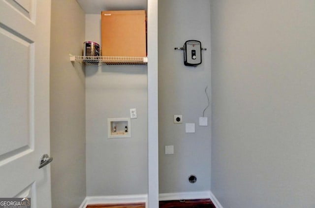 laundry room featuring hardwood / wood-style flooring, hookup for a washing machine, and electric dryer hookup