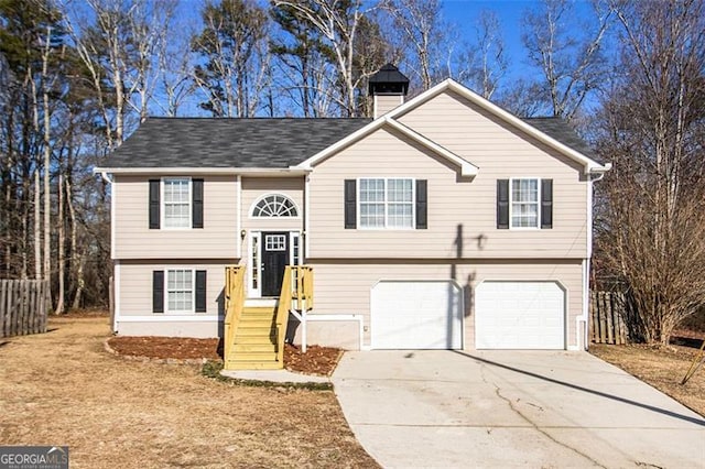 bi-level home with a garage