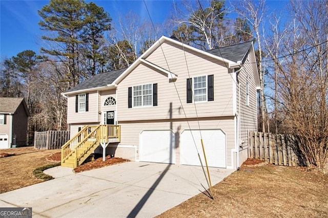 bi-level home with a garage