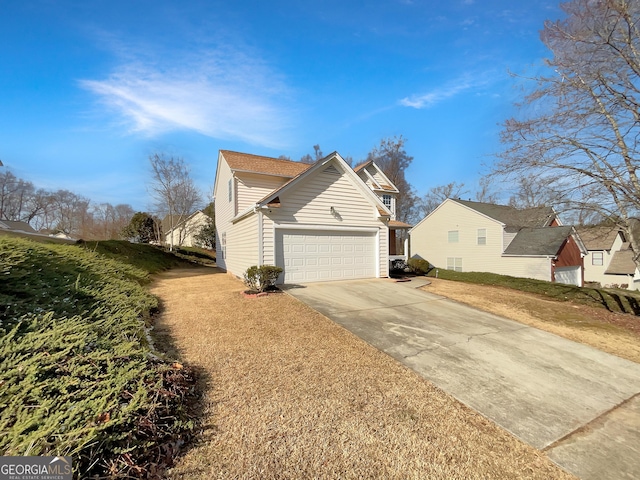 view of side of property with a yard