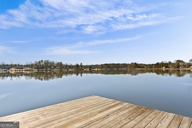 view of dock featuring a water view