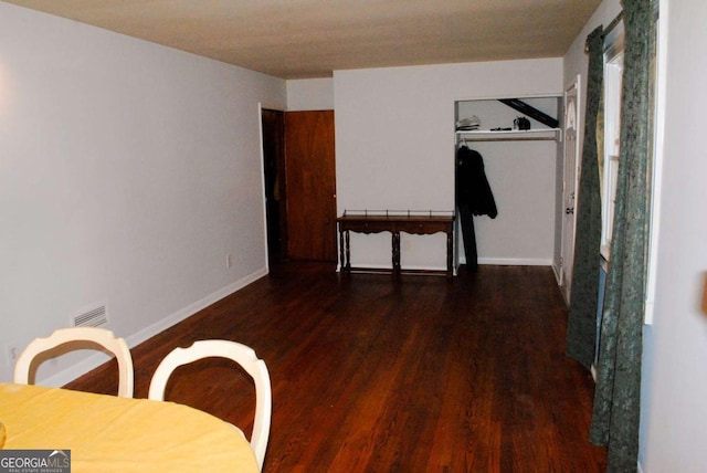 interior space featuring dark hardwood / wood-style floors