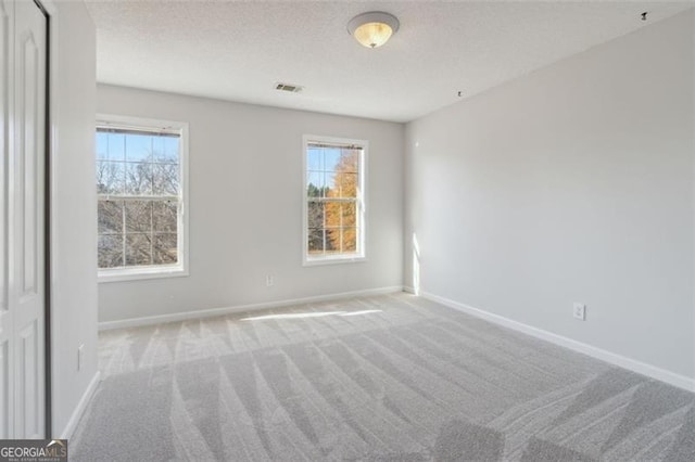 unfurnished room with a healthy amount of sunlight and light carpet