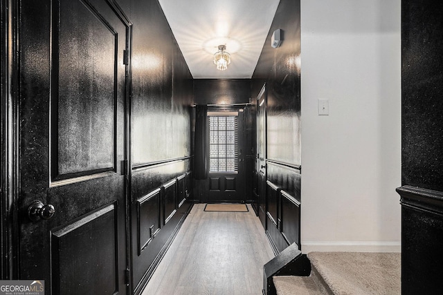 doorway to outside featuring light hardwood / wood-style floors