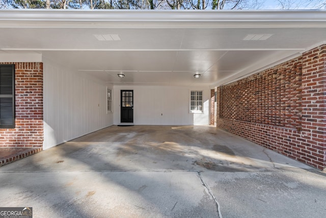 exterior space featuring a carport