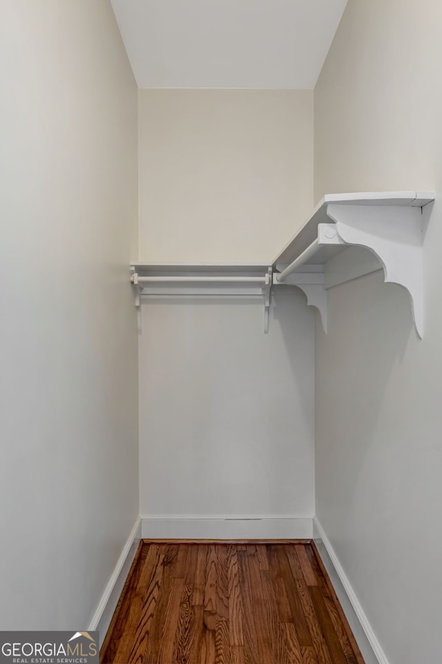 spacious closet featuring hardwood / wood-style flooring