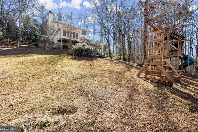 view of yard featuring a playground