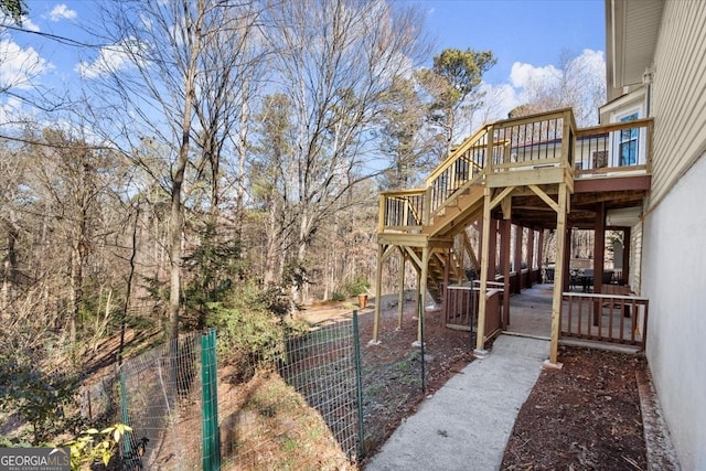 view of yard with a deck