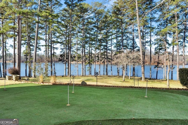 view of home's community with a water view