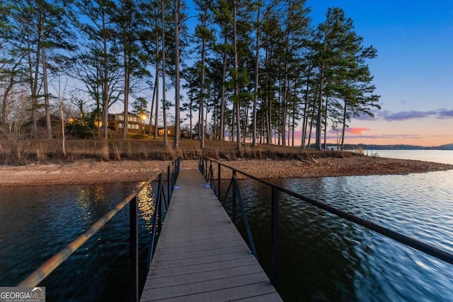 view of dock featuring a water view