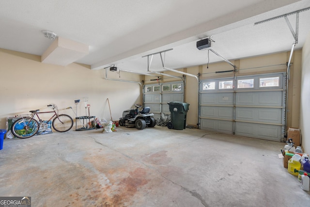 garage with a garage door opener