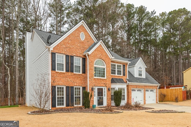 view of front facade featuring a garage