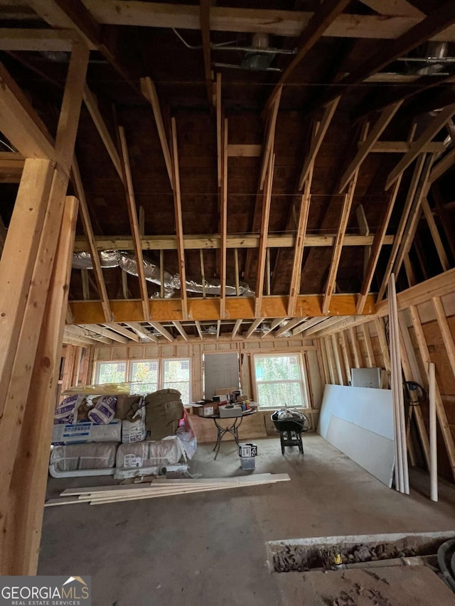 view of unfinished attic