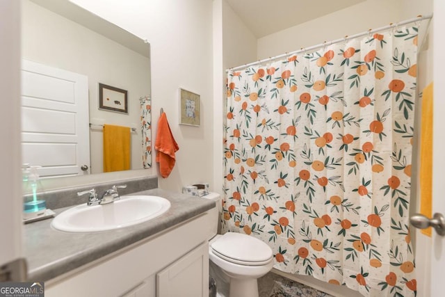 bathroom featuring toilet and vanity