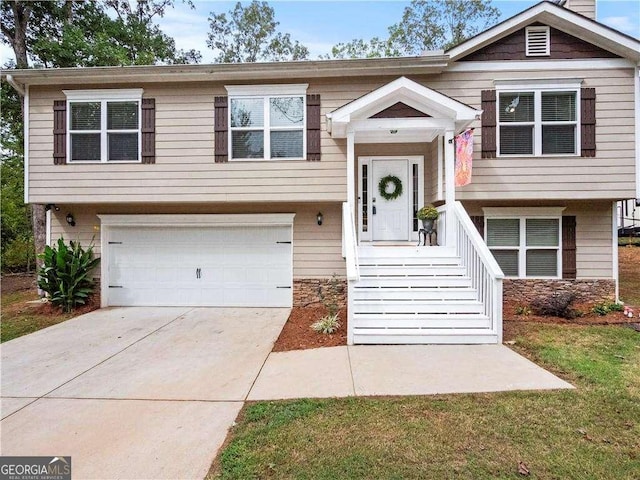 bi-level home with a garage