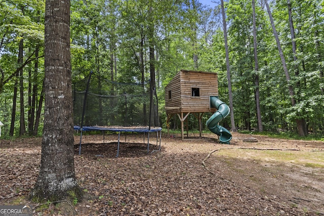 view of playground with a trampoline