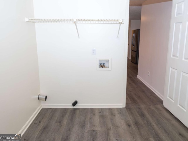 washroom featuring hookup for a washing machine and dark hardwood / wood-style floors