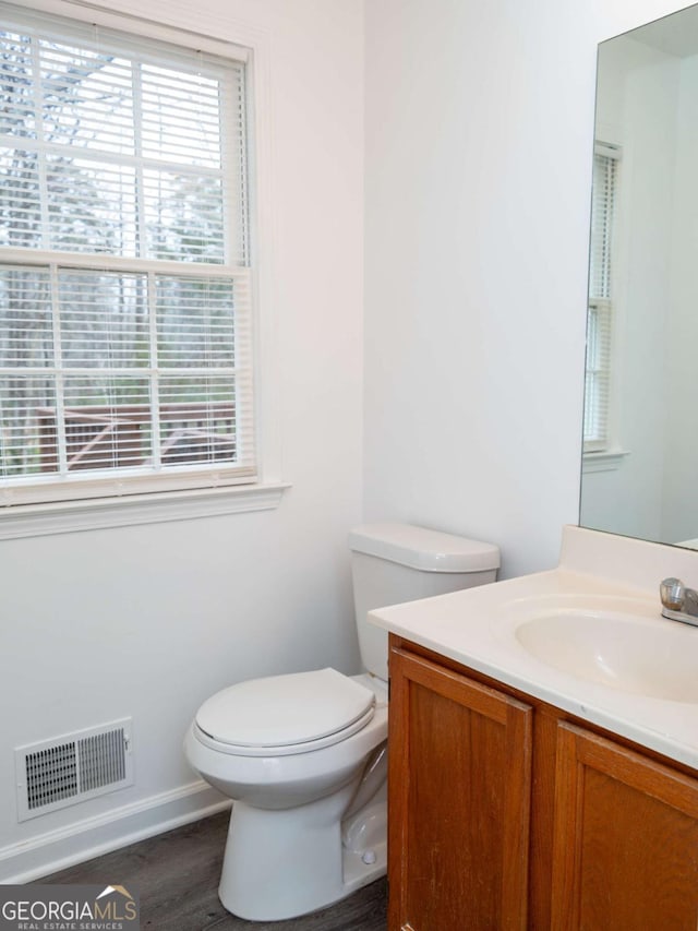 bathroom with toilet and vanity