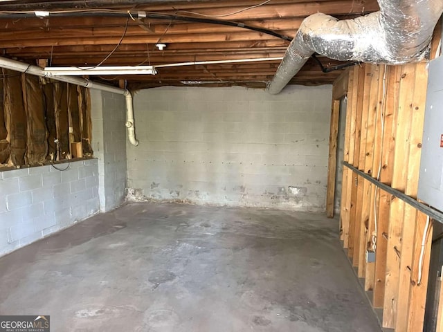 basement with electric panel