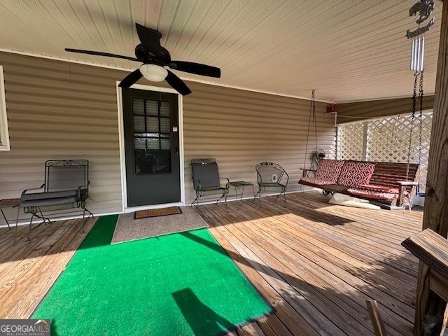 deck featuring ceiling fan