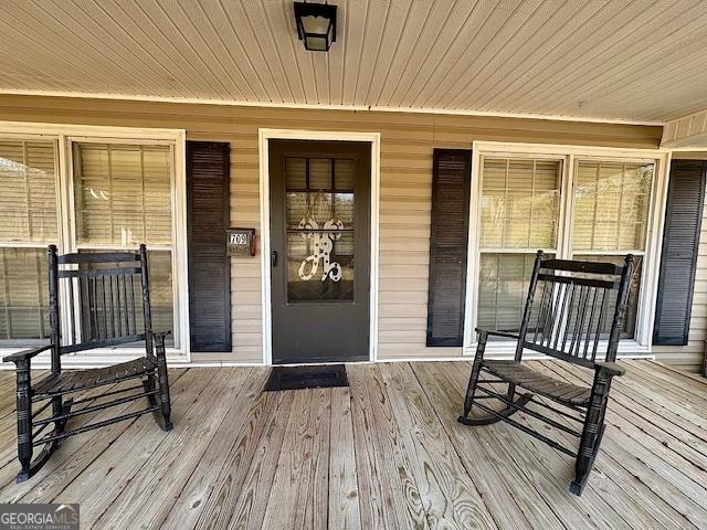 deck featuring covered porch