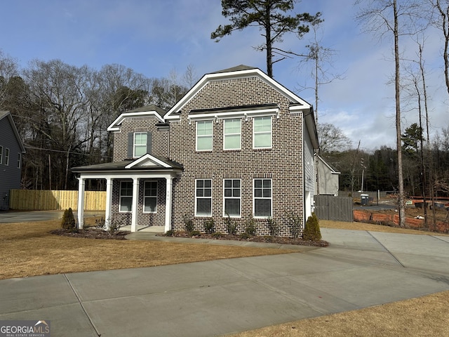 view of front facade featuring covered porch