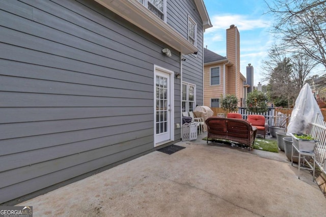 view of patio featuring an outdoor living space