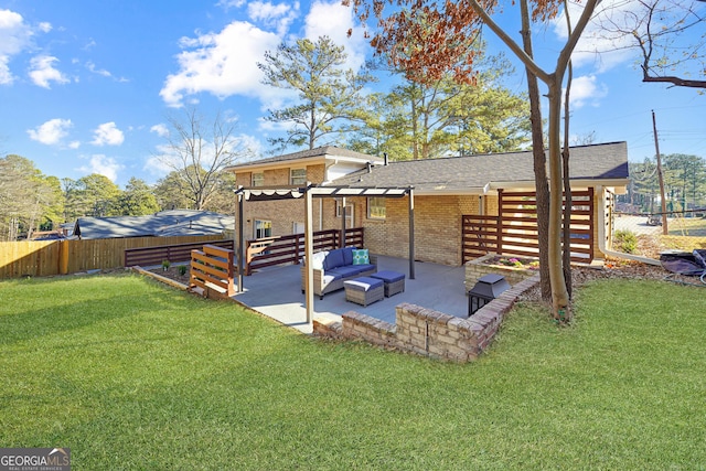 view of yard featuring a patio and an outdoor hangout area