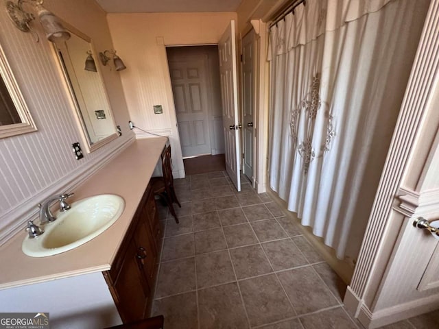 bathroom featuring vanity and tile patterned floors