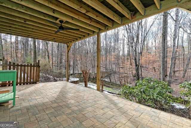 view of patio / terrace featuring ceiling fan