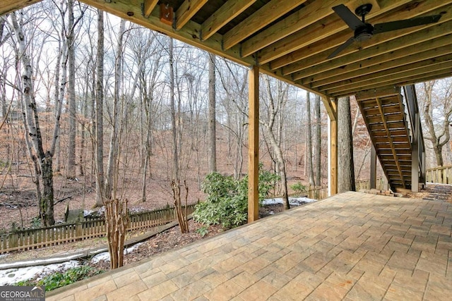 view of patio with ceiling fan