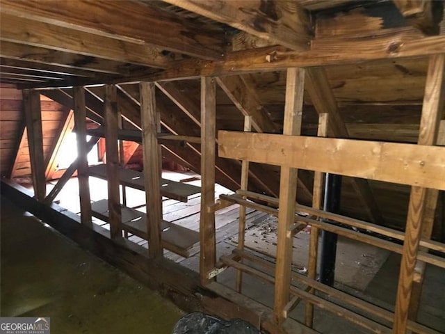 view of unfinished attic