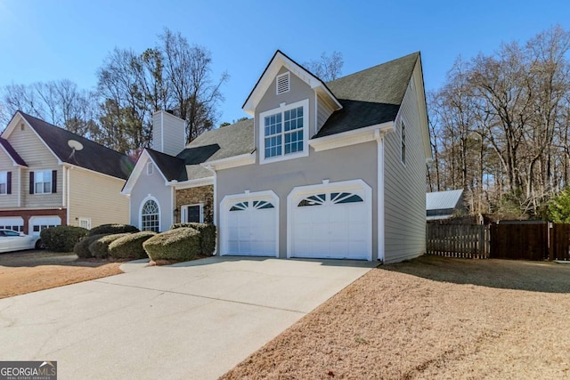 view of front property with a garage