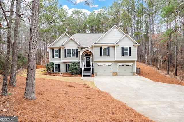 bi-level home featuring a garage