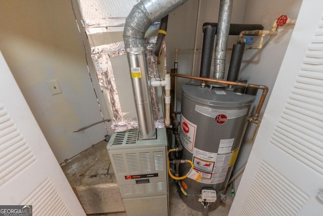 utility room featuring water heater