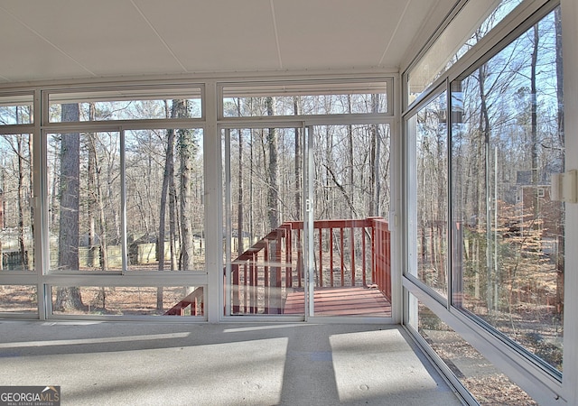 view of unfurnished sunroom