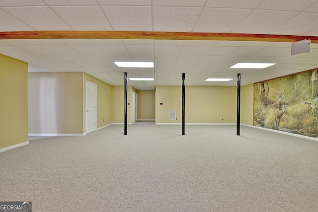 basement featuring carpet