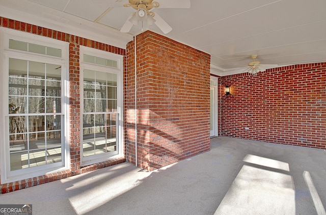 view of patio / terrace featuring ceiling fan and a porch